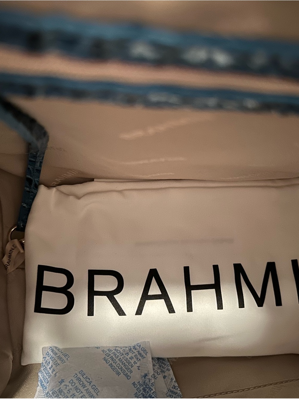 Sale Today! Brahmin Vibrant Azure Large Caroline Teal Leather Tote - Picture 11 of 13